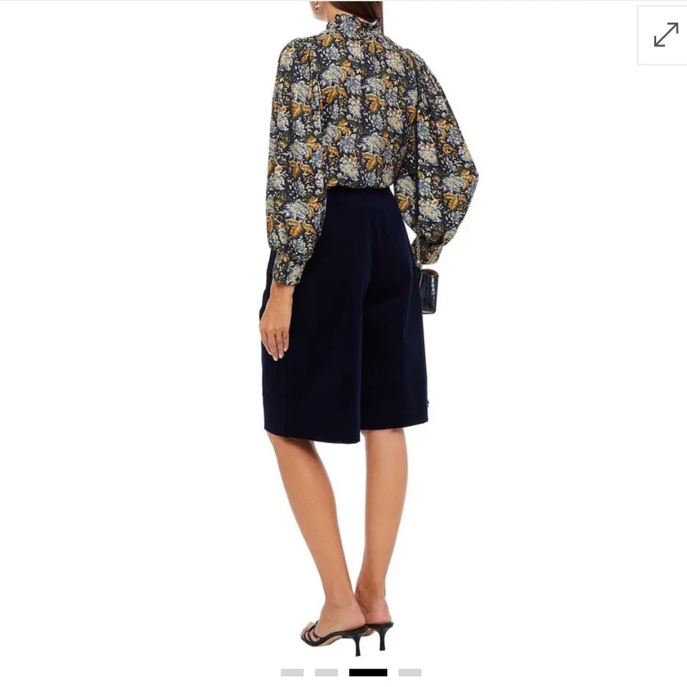 Antik Batik Mona Pleated Cotton blend Corduroy Shorts Navy - Picture 3 of 9